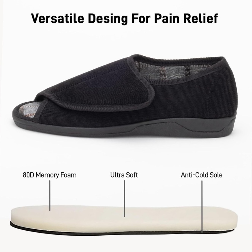 NWOT Men's Black orthopaedic slippers.